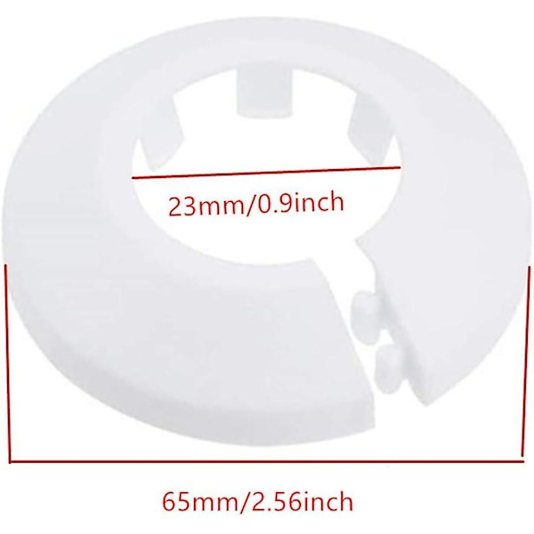 4 stk. vægflange ydre diameter flange nem installation plastik radiator roset vandrør afløbsledning dæksel krave vægrør dækoration Pi White 23mm