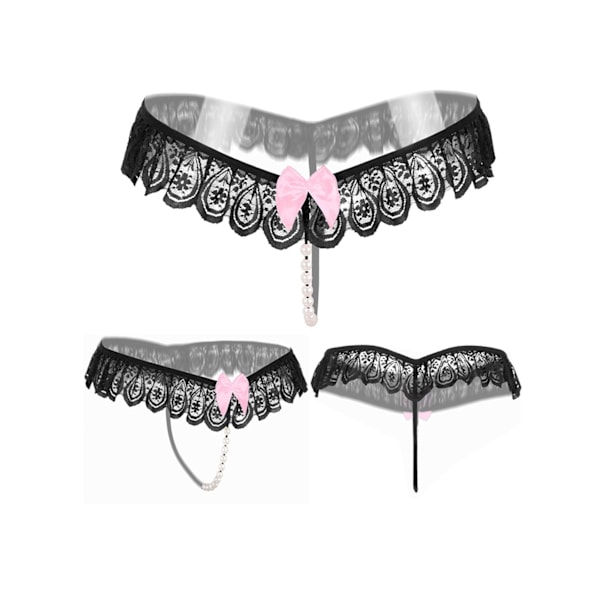[5-pack] Kvinnliga Sexiga Spets-T-backs & G-strings - Transparent & Smala Svarta Spetskantade Kalsonger för Intima Stunder & Bekväm Bärning