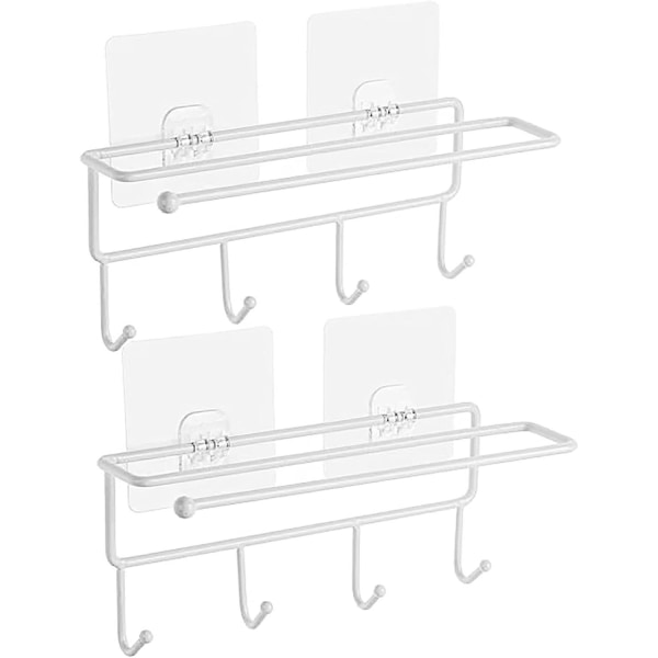 Ingen borrning självhäftande väggmonterade badrumskrokar (2-pack vita)