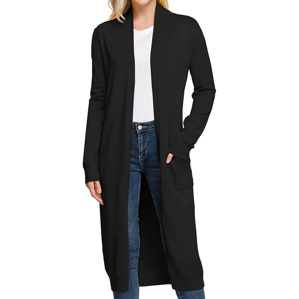 Essential Solid Open Front Maxi Long Knitted Cardigan Sweater för kvinnor XXL