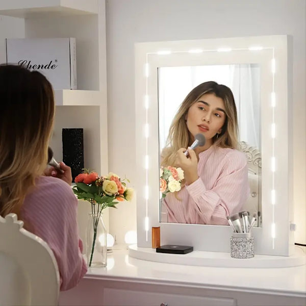 Hollywood Glam LED Vanity Lights Kit, 3 meter dæmpbare spejllamper, helkropsspejl & badeværelsesspejl belysning, stik til gulv
