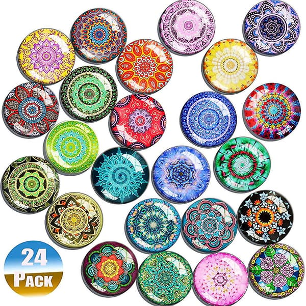 Kylmagneter - Dekorativa 3D-glasmagneter med Mandala
