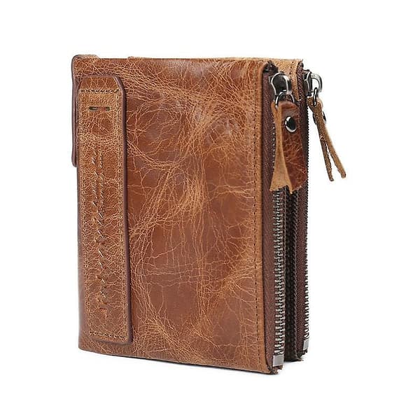 Retro Stil Läder Plånbok Multi Card Slots Purse Zippered Pouch