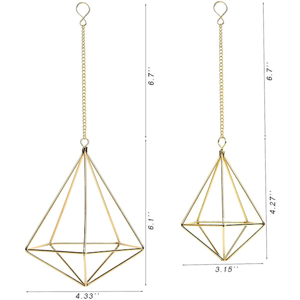 Luftplanteholdere Hængende Geometriske Luftplante Plantekasser 4 Stk. Tillandsia Holder Display 2 Størrelser Himmeli Ophæng Med Kæder Til Boligindretning (gol