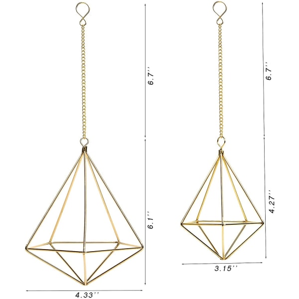 Luftväxthållare Hängande Geometriska Luftväxter Planterhängare 4 st Tillandsia Hållare Display 2 Storlekar Himmeli Hängare Med Kedjor För Heminredning (gol