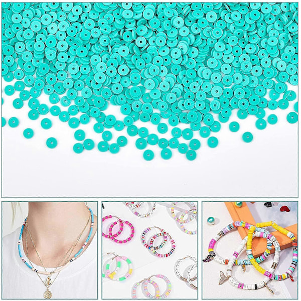 Heishi Lerperler 3000 stk. Blå 6 mm Vinylskiveperler Flade Runde Håndlavede Polymer Lerperler til Hawaiianske Øreringe Choker Ankelkæde Armbånd Halskæde Smykke