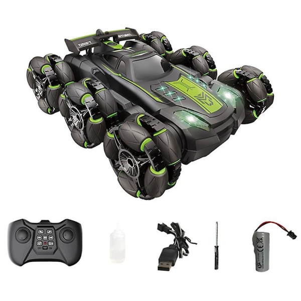 2.4G Sekshjuls Spray Stuntbil RC Svingarm Deformasjon Klatre Drift Bil Modell Leketøy for Barn Green
