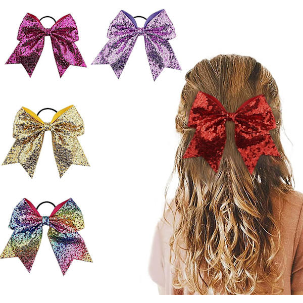 10 stk. 20 cm Glitter Cheer Sløyfer For Jenter Småbarn Tenåringer Seniorer Studenter Red