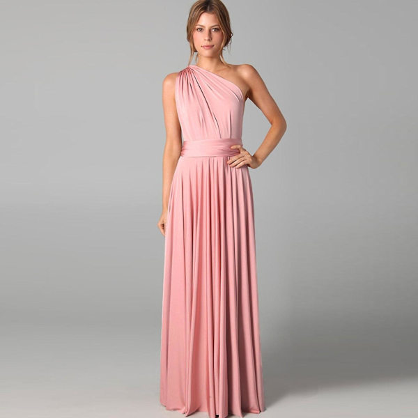 Nya Chiffon Brudtärna Klänningar Bal Klänning Bröllop Ruched Formell Festklänning För Kvinnor Pink M