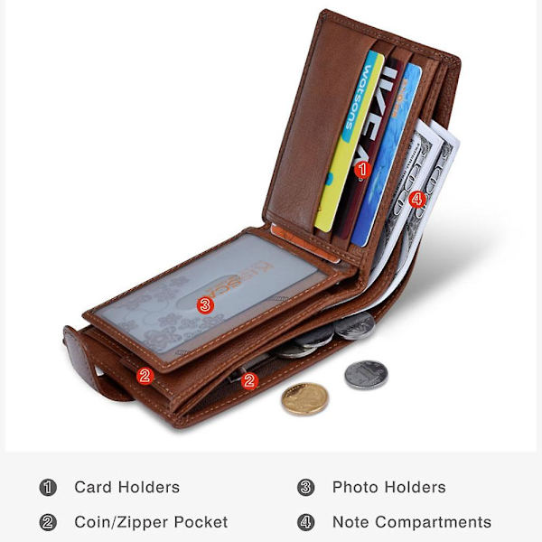Hasp Design Läder Herr Kort Kontanter Hållare Kort Plånbok Dark Coffee