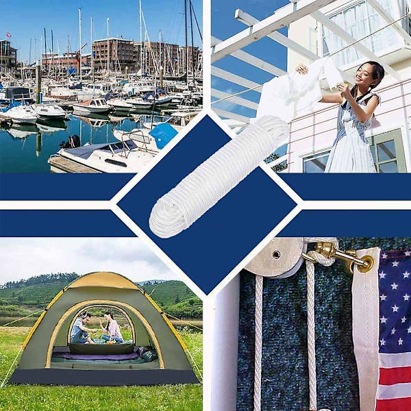 Nylonrep för camping, sport och utomhusbruk, konstruktion, mobil, möbler, dockning och fiske white 38FT