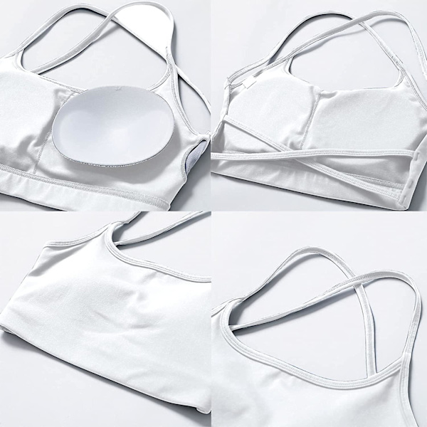 Kvinnors Rygglös Sport-BH, Sexig Bustier, Kvinnors Vadderad, Push Up-BH, Korsrygg Sport-BH, Utan Bygel, För Yoga, Gym White XL