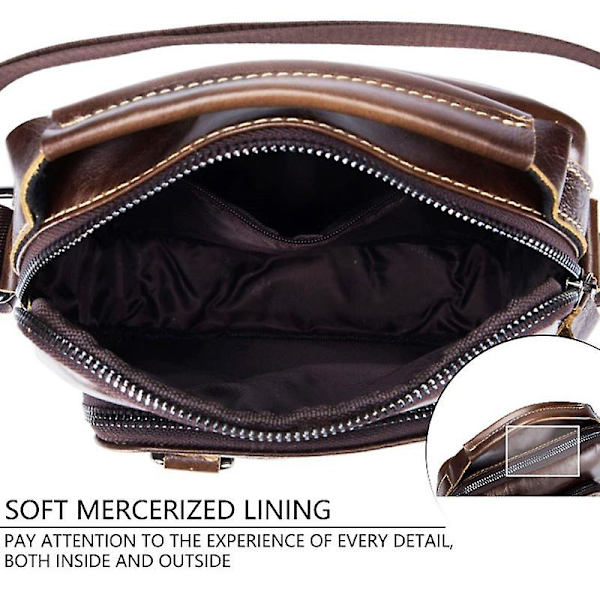 BULLCAPTAIN 0300 Toppskiktsläder Messenger Bag Retro Herr Enkelsidig Axelväska Coffee
