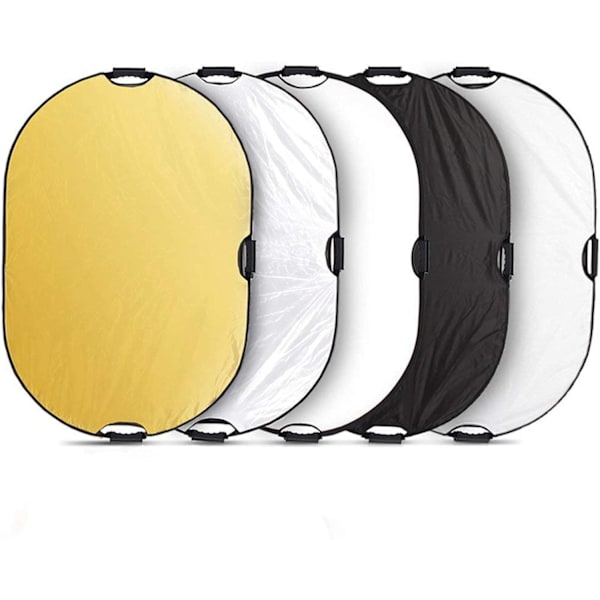 Hopfällbar 5-i-1 80x120cm Oval Reflektor för Fotografi Fotostudiobelysning & Utomhusbelysning Bärbar Multiskiva