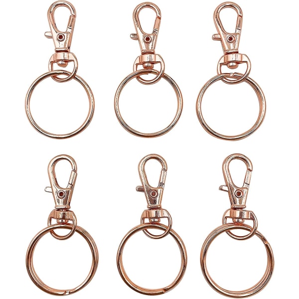 100 stk. dreibare karabinkroker med nøkkelringer, metall snor nøkkelring kroker hummerlåser for nøkkel smykker DIY håndverk (50 stk. snor karabinkroker + 50 stk. nøkkelr