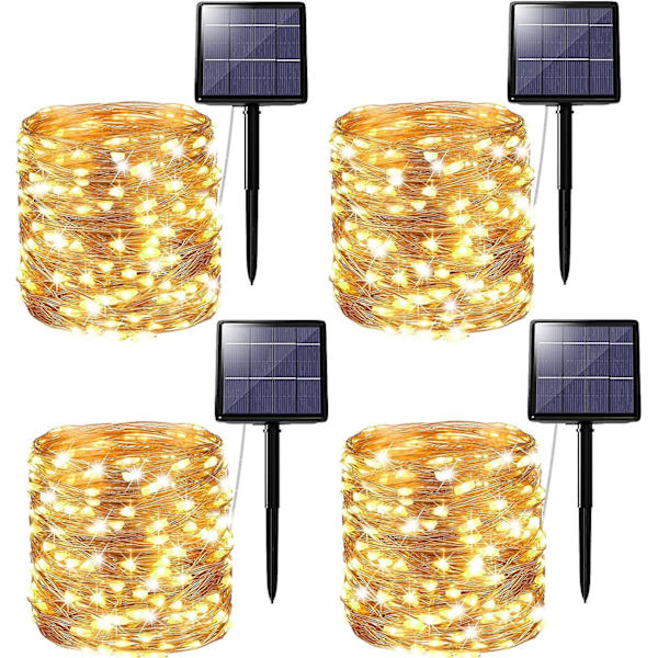 [4 stycken] Solcellslampkedja Utomhus, 24m 240 LED-lampkedja Solcellslampkedja För Utomhus Vattentät Koppartråd Utomhuslampkedja Dekoration Utomhus