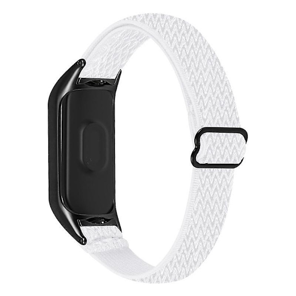 Stretchig nylon anti-scratch justerbar handledsrem för Xiaomi Mi Band 3/4, med svart klockram White