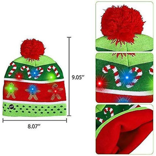 2-pak jule LED lysende strikhue, farverig blinkende jule-julefestartikler (one size fits more)
