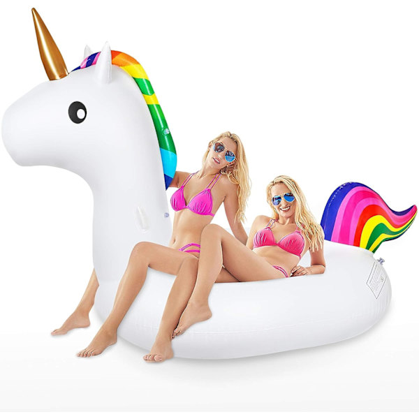 Superstor Unicorn Luftmadrass, 240 x 110 x 150 cm Uppblåsbar Unicorn Pool Flotte, Uppblåsbar Simning Sommarleksak Utomhus med Reparation