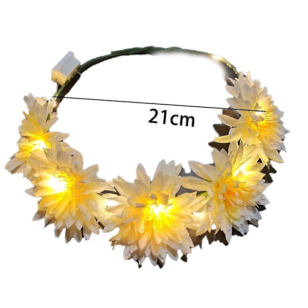 LED Blomsterkrone, Blomsterkrans Hodebånd Lysende LED Blomsterhodeplagg Blomsterhodebekledning shape2