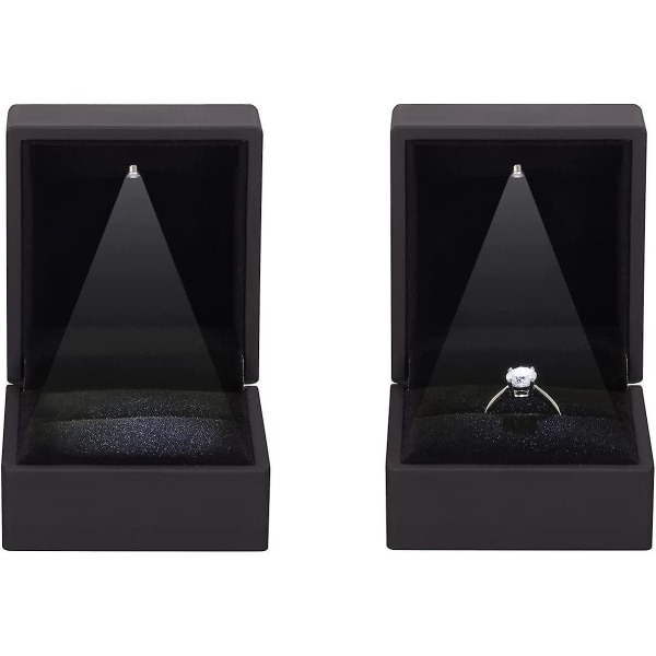 Presentförpackning med 2 stycken örhänge med ledljus, elegant case Smyckesvisning för erbjudande, förlovning, bröllop, present (svart)