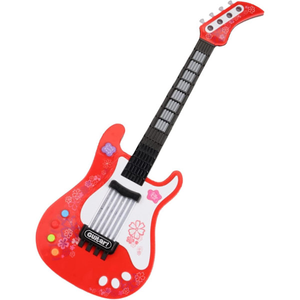 Rpporm Barn Gitarr Med Ljus Musik Elektrisk Gitarr För Småbarn Flickor Pojkar Nybörjare Rosa Stol Barnband Red One Size