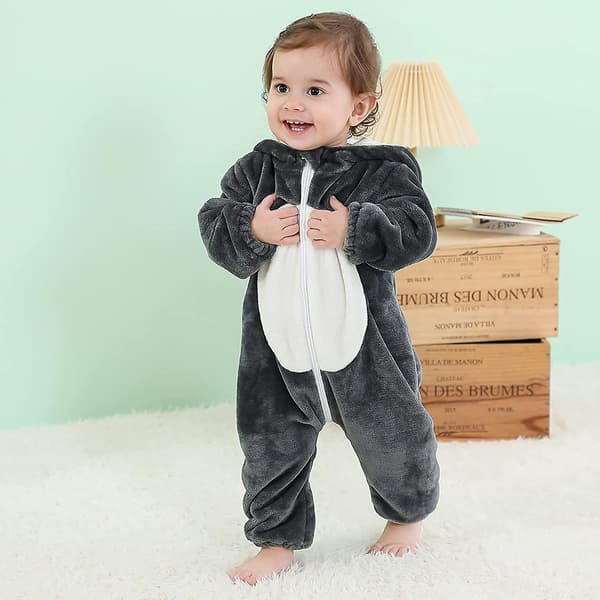 Hætte Romper Baby Drenge Piger Flanel Pyjamas 2-36 Måneder Gave