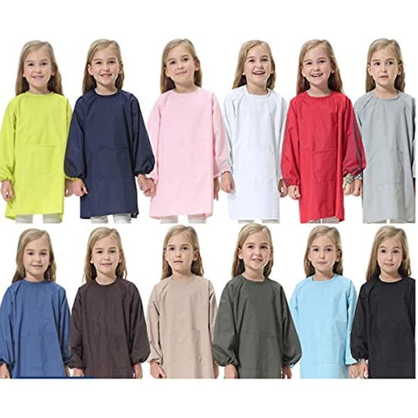 Barnkonstförkläden Barn Vattentäta Konstnärsmålningsförkläden Med Lång Ärm Långärmad Småbarnsförkläde Dark Blue S