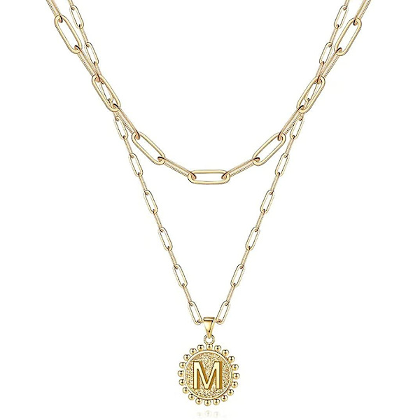 Lagdelte Choker Halskjeder For Kvinner, 14k Gullbelagt Delikat Lagdeling Paperclip Kjede Halskjede Enkelt Justerbart Initial Mynt Anheng Halskjeder Lagdelt