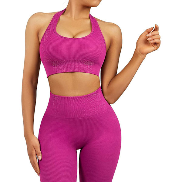 Sport-bh för kvinnor med korsrygg, vadderat stöd, yogabh, fitness-crop-tanktoppar Purple S