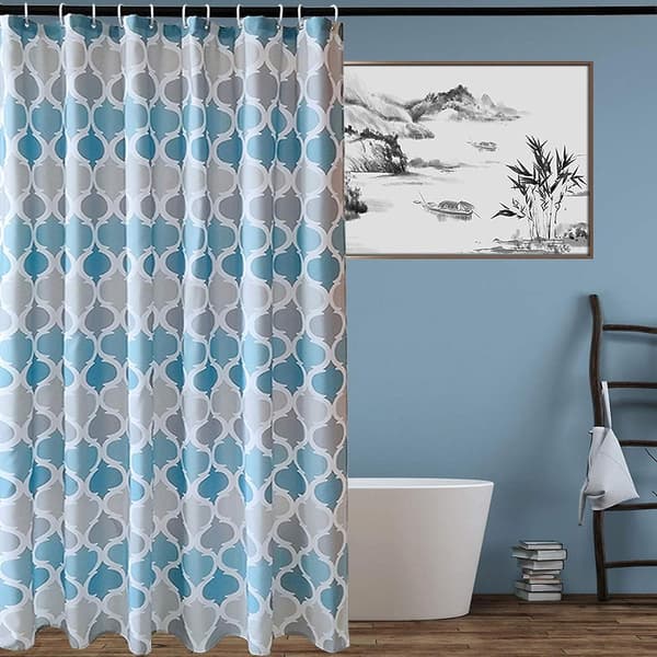 Duschdraperi mögel och vattenavvisande polyester dekorativ duschdraperi med 12 krokar, 180 x 180 cm
