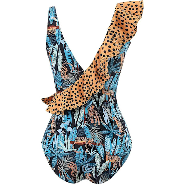 One Piece Badkläder för kvinnor Enfärgad baddräkt Kvinnors Skinny Retro Tryckt XL 03 Blue