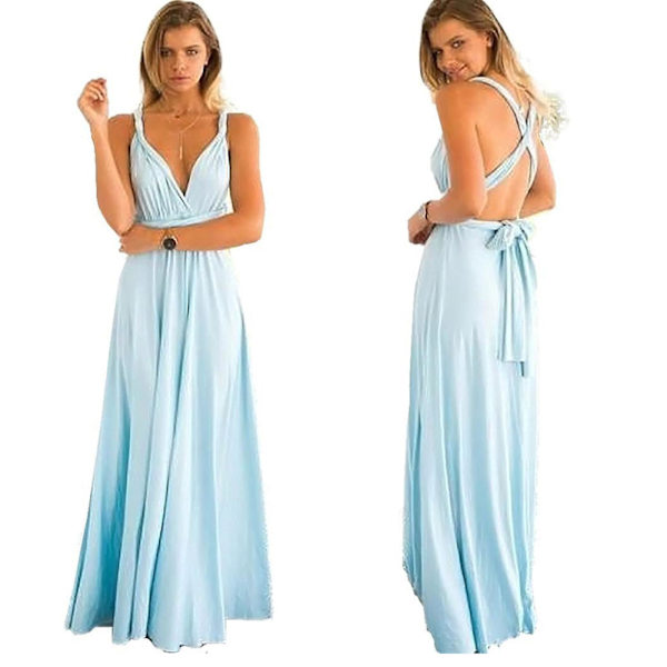 Ny Chiffon Brudtärna Klänningar Bal Klänning Bröllop Ruched Formell Festklänning För Kvinnor Hellblau XL