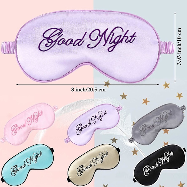 6 stycken sidenögonmasker för sömn, mjuka ögonbindel, satinögonmask, justerbar rem, ögonmask för sömn, ögonbindel för natten, ögonmask för kvinnor