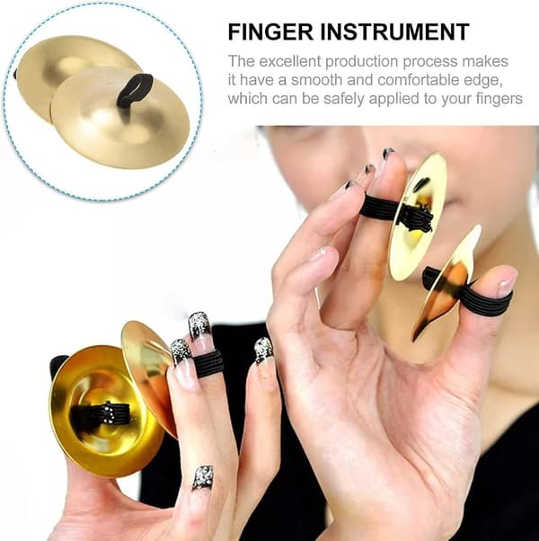 6 st Finger Cymbaler för Magdans (guld)