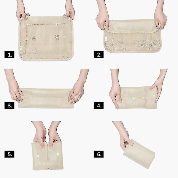 Packningskuber Resväska Packningsorganisatörer Set Med Toalettväska (7 st) Beige