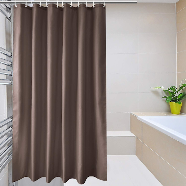 Brun duschdraperi mögelbeständig tvättbar, snabbtorkande vattenavvisande tyg badrum duschdraperi 180 X 180 cm dropp med 12 plasthakar