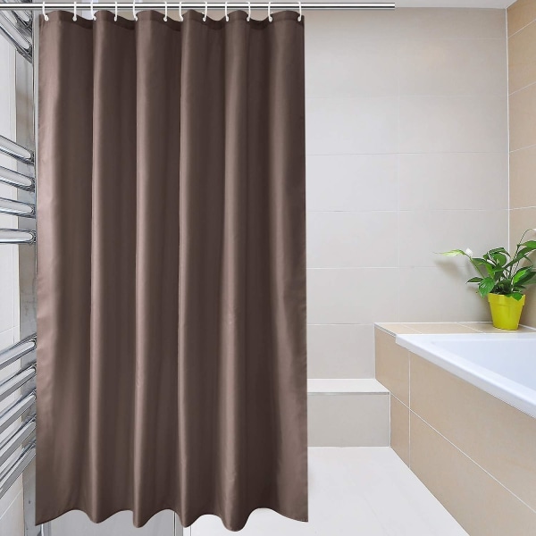 Brune Bruseforhæng Skimmelsikker Resistent Vaskbar, Hurtigtørrende Vandafvisende Stof Bruseforhæng til Badeværelse 180 X 180 cm Drop Med 12 Plastikkroge