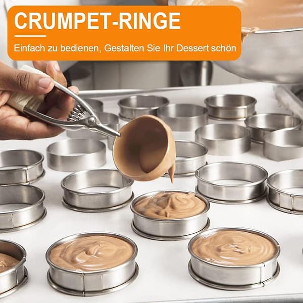 Crumpetringer i rustfritt stål for baking - 6 stk