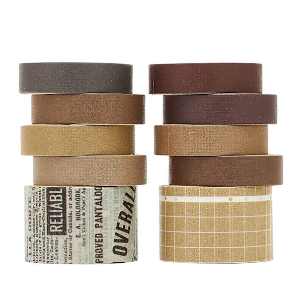 Washi Tape Set 10 rullar Dekorativ maskeringstejp i papper för konst, gör-det-själv-hantverk, tidskrifter, planerare, klippbok, present Retro Impression(2m)