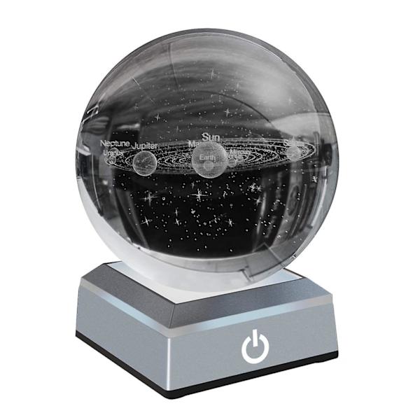 Solcellesystem Krystalkugle Solcellesystem Med Touch Switch LED Lysbase Kosmisk Model Med Planetnavn