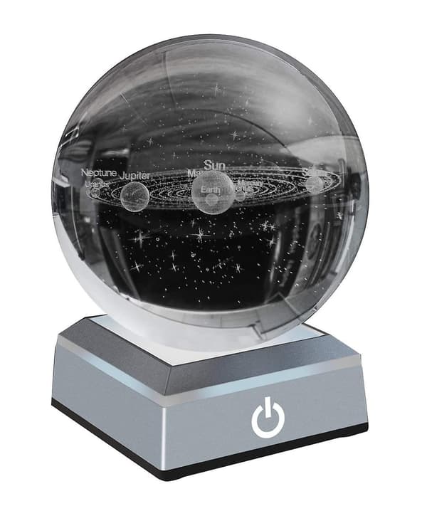 Solcellesystem Krystallkule Solcellesystem Med Berøringsbryter Led Lysbase Kosmisk Modell Med Planetnavn
