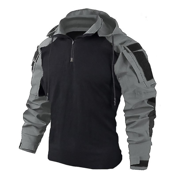 Herre Taktisk Skjorte US Camouflage Militær Kamp T-shirt Airsoft Paintball Camping Jagt Beklædning Grey XXL