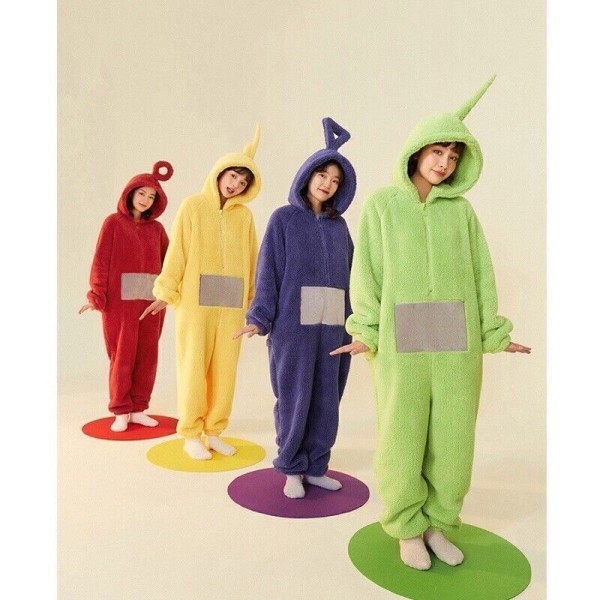 Unisex Teletubbies Kostumer Disi Onesies Lala Cosplay Pyjamas Voksen Pyjamas Dyr Nattøj Jumpsuit grøn M