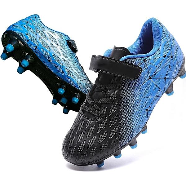 Fotballsko for barn, gutter og jenter, Fg/Ag baseballsko for ungdom, atletiske komfortable fotballsko for utendørs og innendørs bruk Black Blue EU32