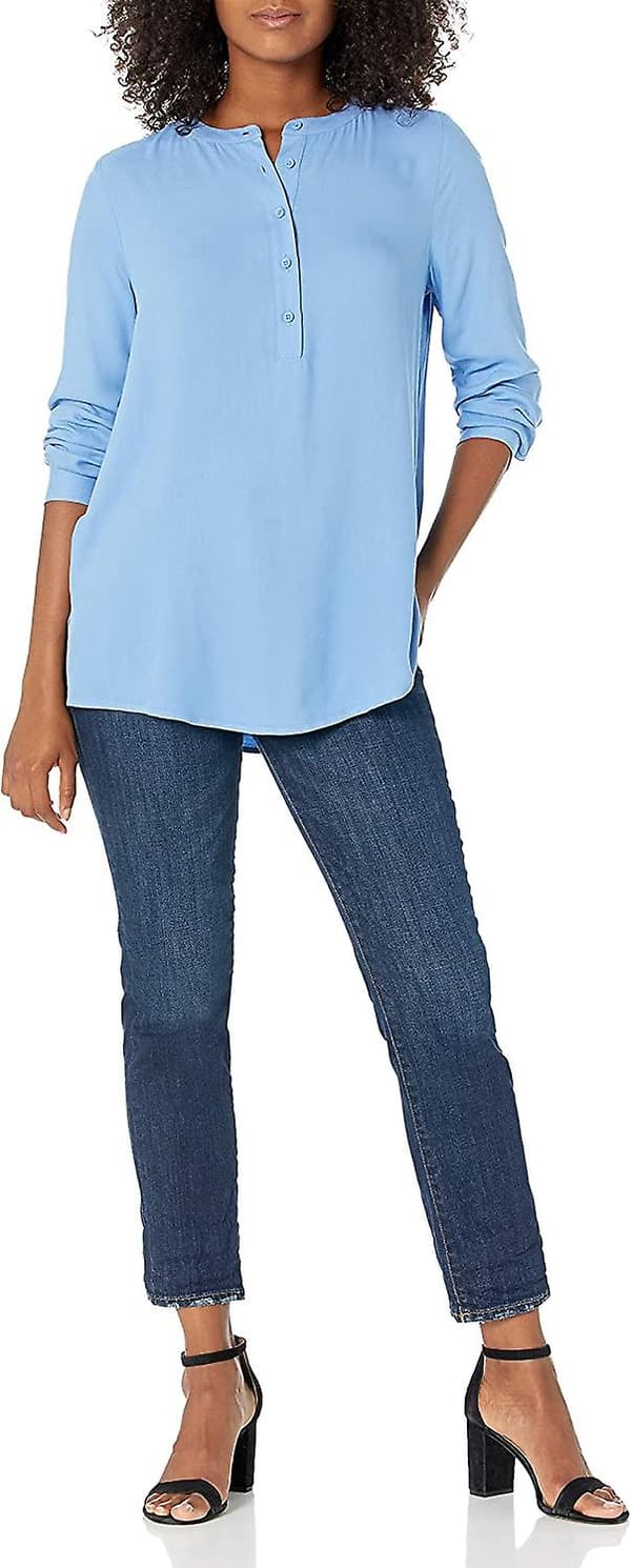 Langermet vevd bluse for kvinner Style 7 XXL