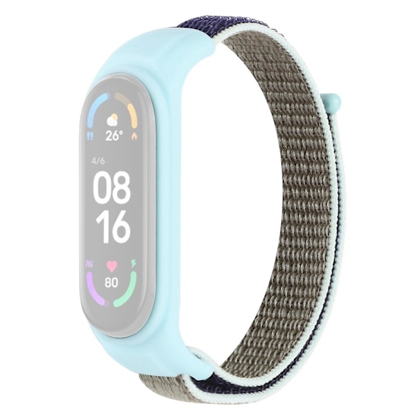 Nylon Sport Anti-förlorad Band för Xiaomi Mi Band 3/Band 4/Band 5/Band 6/Band 7 med Silikon Klockfodral Brown Gray Blue
