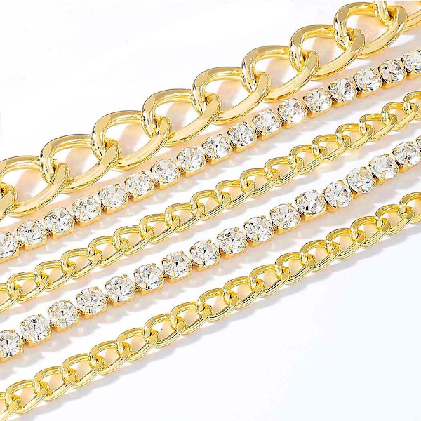 Rhinestone Midjekjede: Gull Lagdelt Kroppskjedebelte