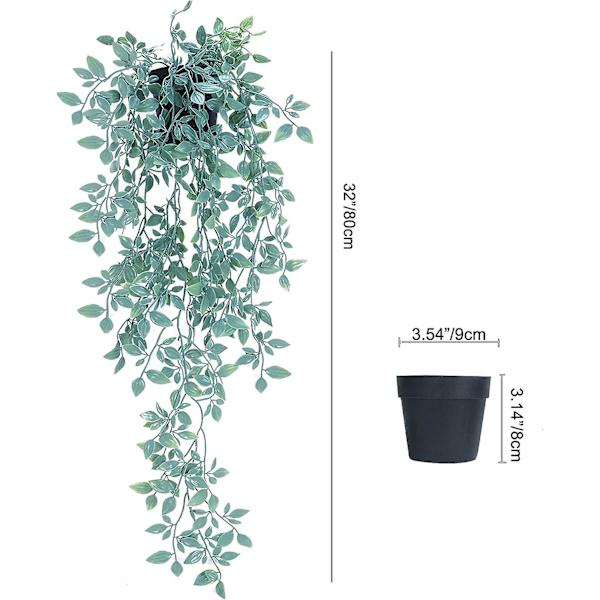 Konstgjorda hängande växter Set om 2 konstgjorda växter Eucalyptus med krukor Fake B