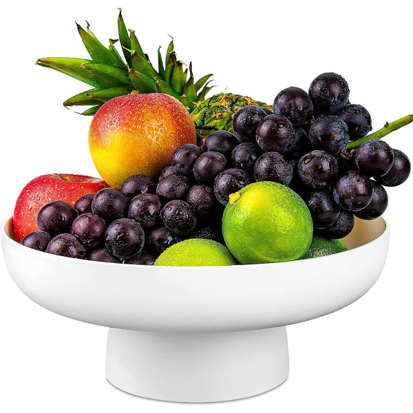 10,4 tums fruktskål, fruktskål för köksbänk, piedestal fruktskål för bänkskiva, dekorativa fruktskålar för hemmet, vit